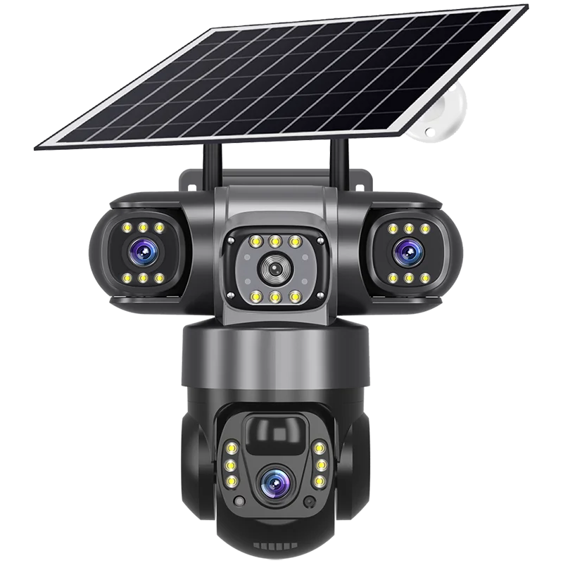 Caméra solaire V380 Pro à 3 objectifs et 3 écrans Caméra